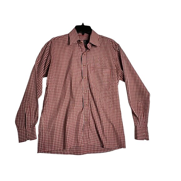 Zedd Cotton Rich L/S Red Plaid Breathable Button Down Shirt Mens 40 (XL) - Picture 1 of 6